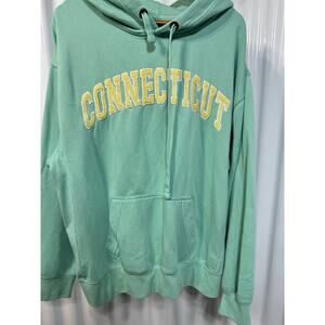 Connecticut Hoodie In Seafoam Green And Embroidered Raised Letters Size XL